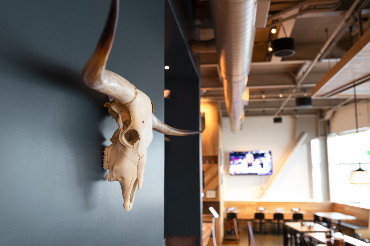 Restaurant interior, decorations on the wall